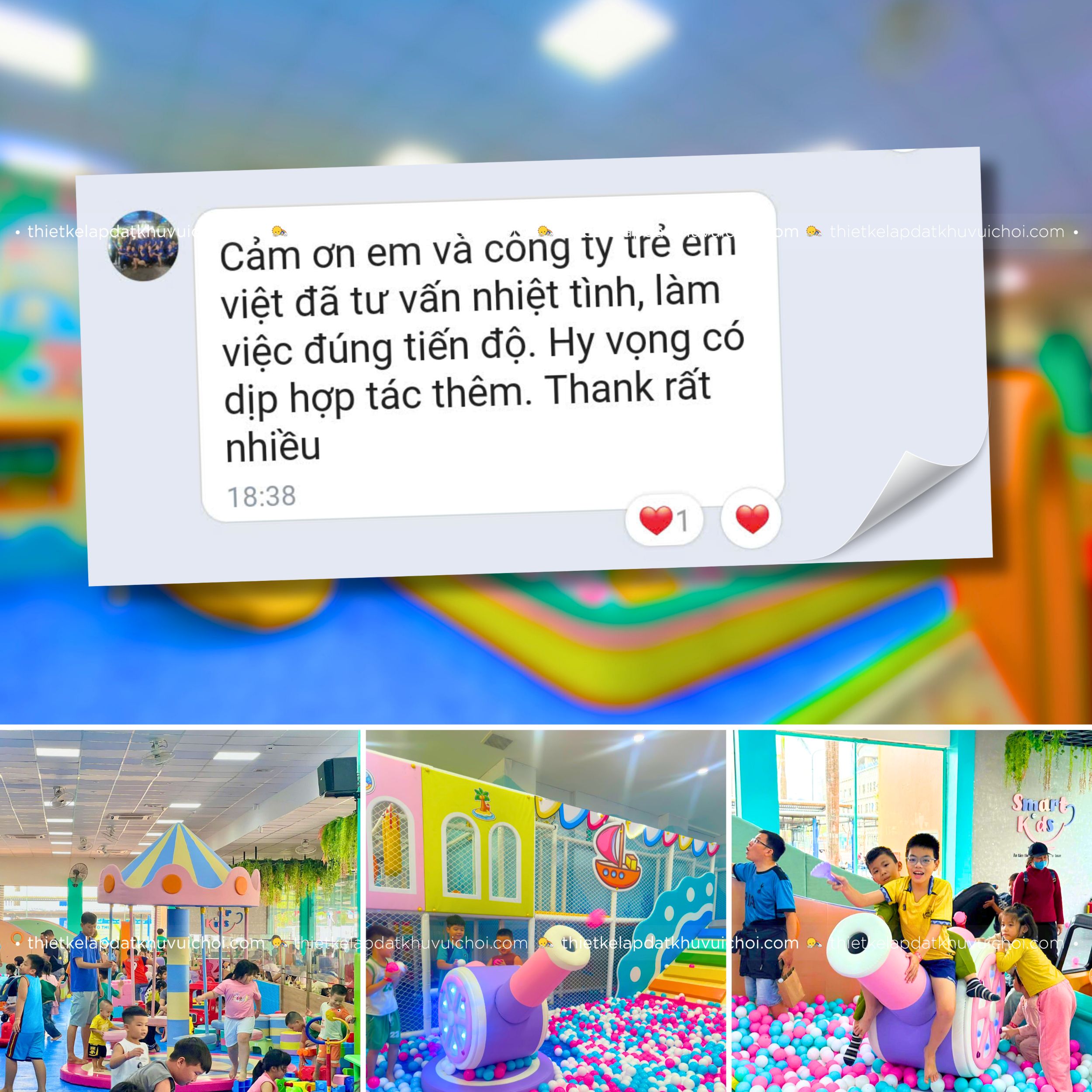 Cảm nhận khách hàng (feedback) của chủ khu vui chơi Smart Kids - Bình Định
