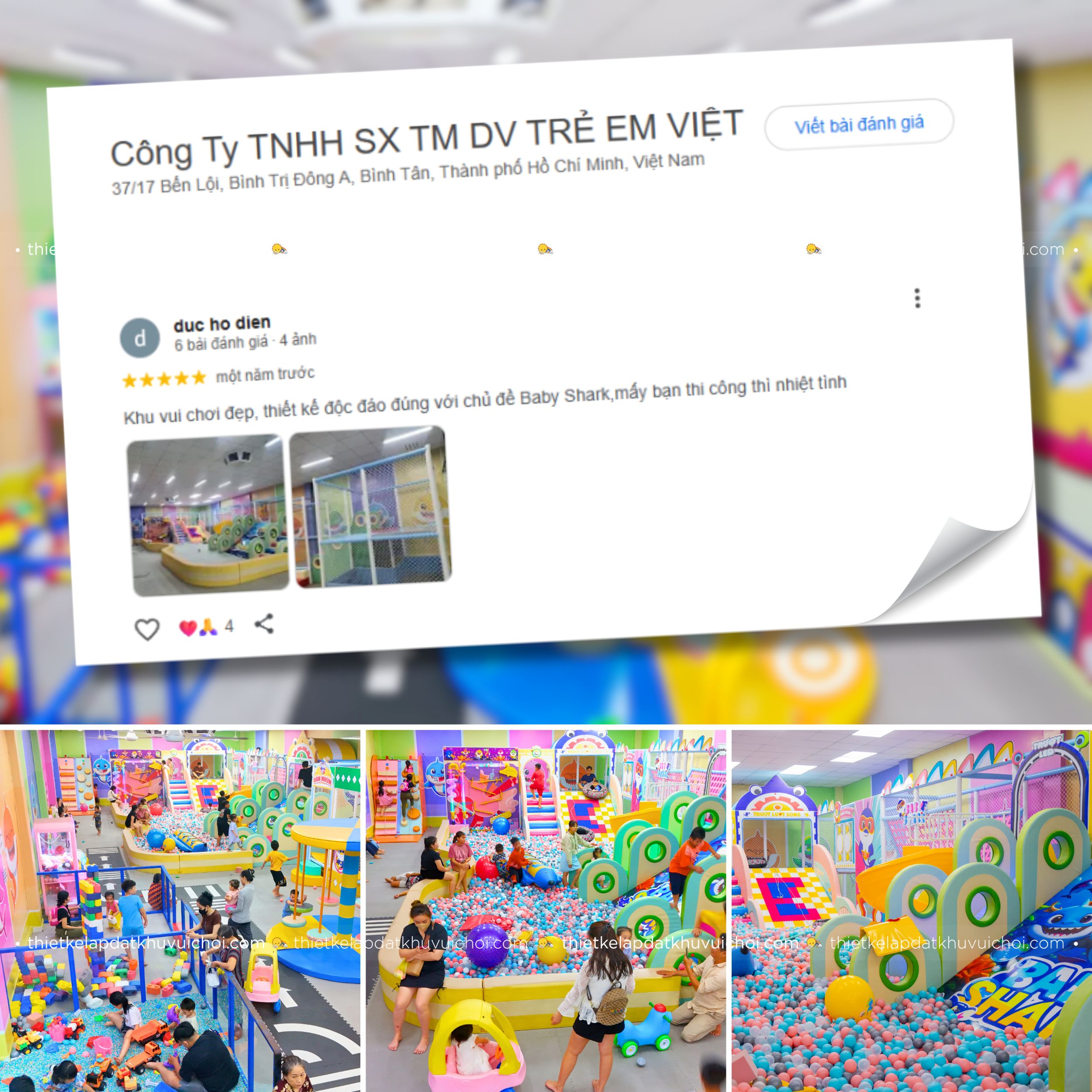 Cảm nhận khách hàng (feedback) của chủ khu vui chơi Baby Shark - TP. HCM