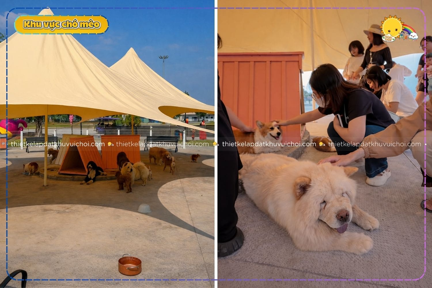 Khách tham quan được trải nghiệm vuốt ve và chơi đùa những người bạn lông xù to lớn