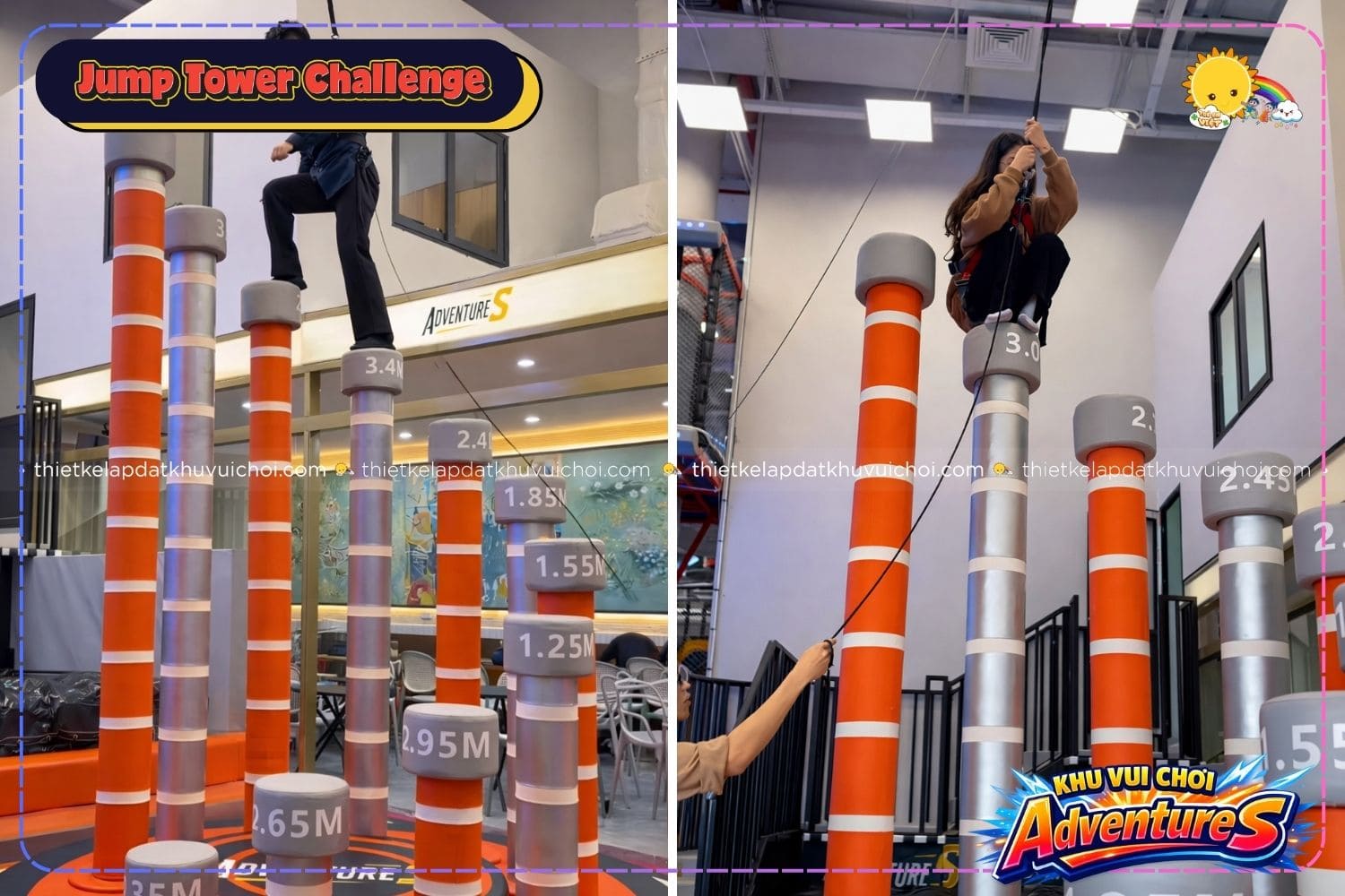 Các bạn trẻ đang thử thách Jump Tower Challenge | Khu vui chơi AdventureS