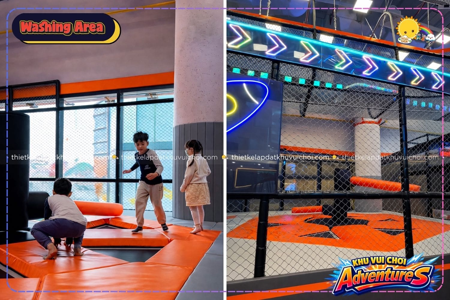 Các bé vui đùa tại khu vực Washing Area | Khu vui chơi AdventureS