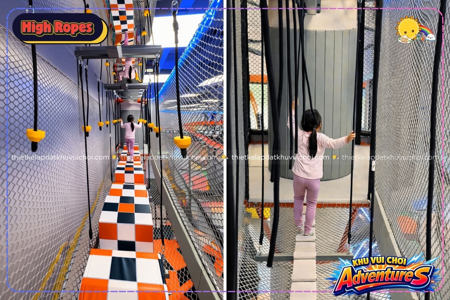 Các bé vui chơi High Ropes từ trên cao | Khu vui chơi AdventureS