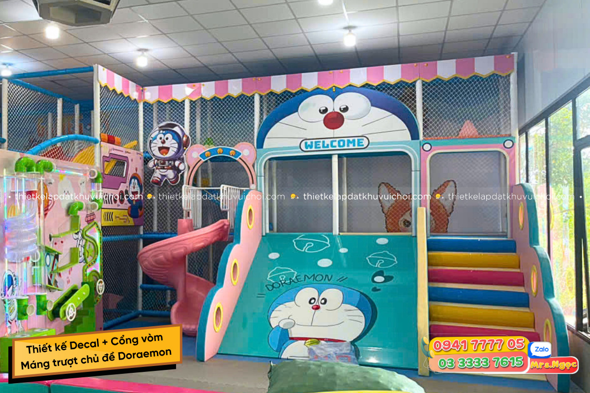 Thiết kế Decal + Cổng vòm Máng trượt chủ đề Doraemon