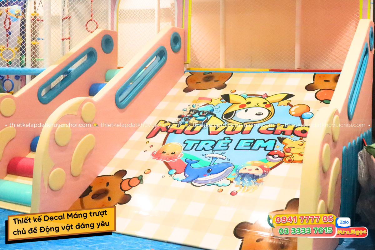 Thiết kế Decal Máng trượt chủ đề Động vật đáng yêu