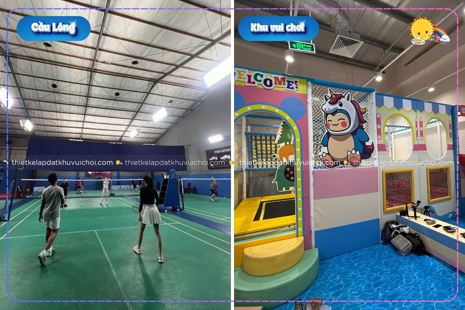 Mô hình sân cầu lông kết hợp khu vui chơi trẻ em hút khách