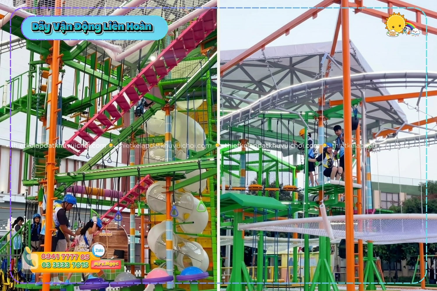 Tổ hợp dãy vận động liên hoàn thử thách tại khu vui chơi Funzone Adventure