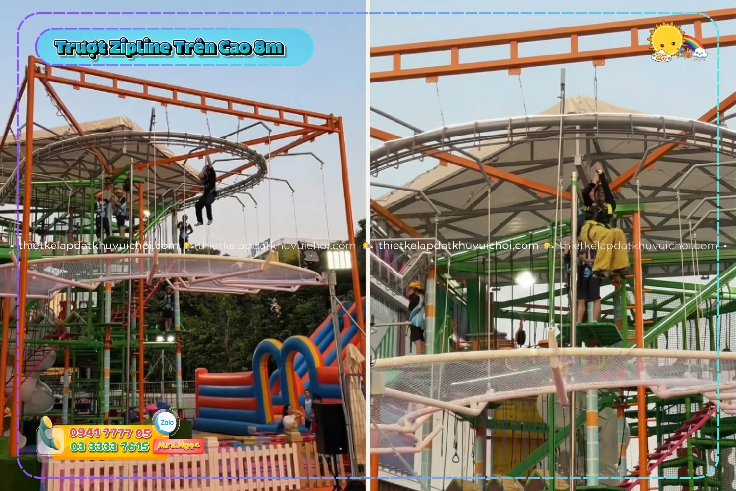 Trượt Zipline trên độ cao 8m