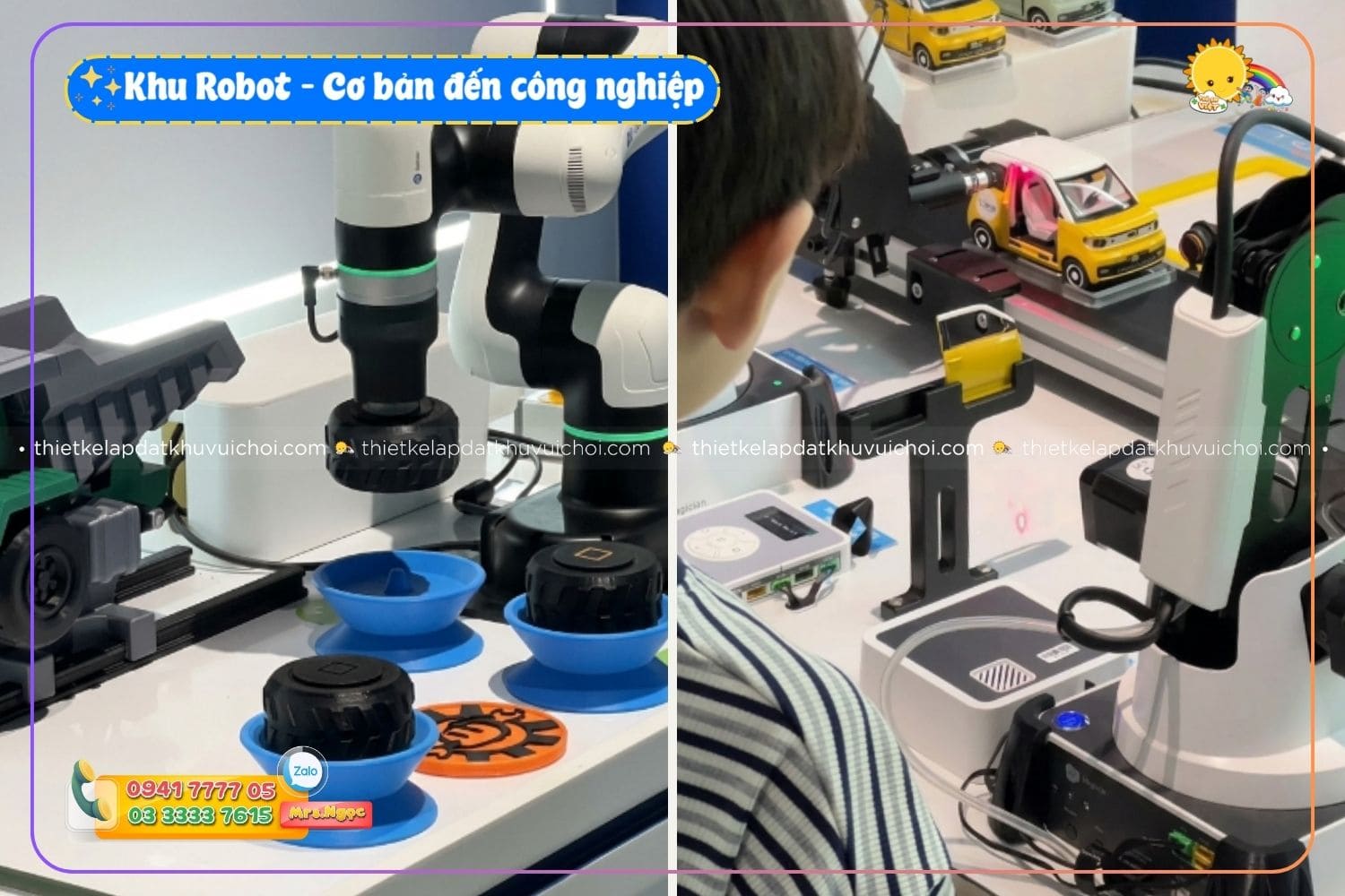 Trải nghiệm mô hình lắp ráp oto tự động tại khu vực Robot