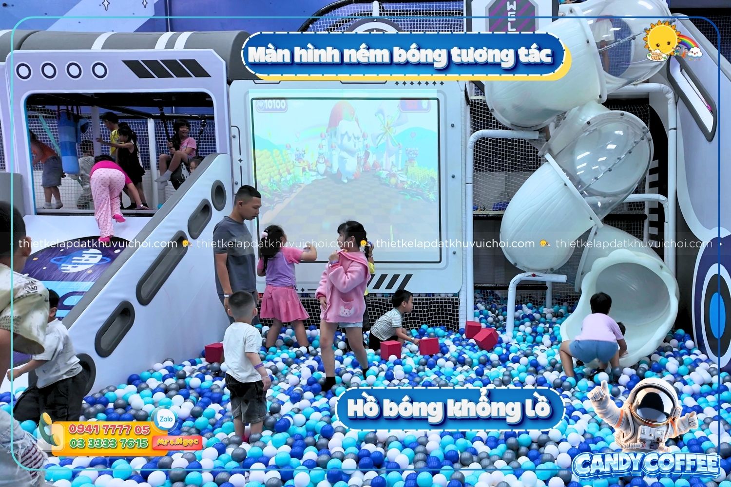 Màn hình ném bóng tương tác và hồ bóng khổng lồ