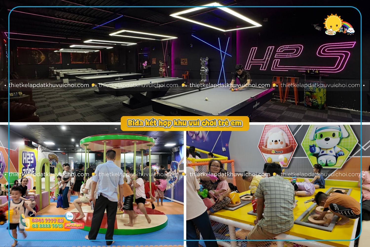 Mô hình quán bida kết hợp khu vui chơi trẻ em