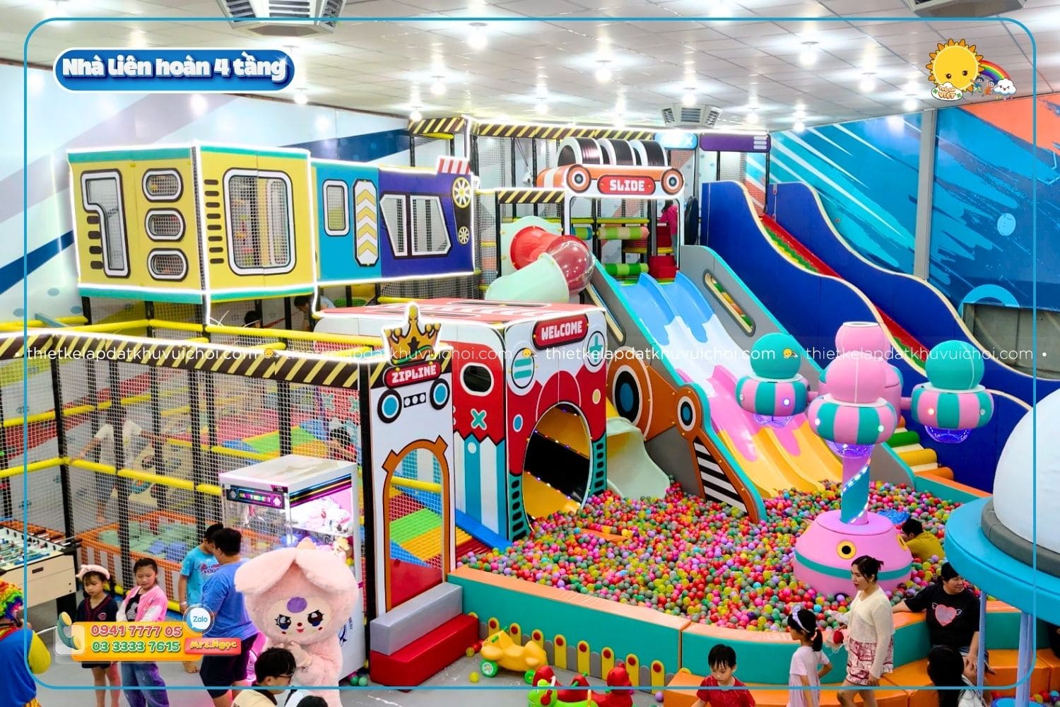 Nhà khổng lồ liên hoàn 4 tầng tại khu vui chơi King Kids Tân Phú