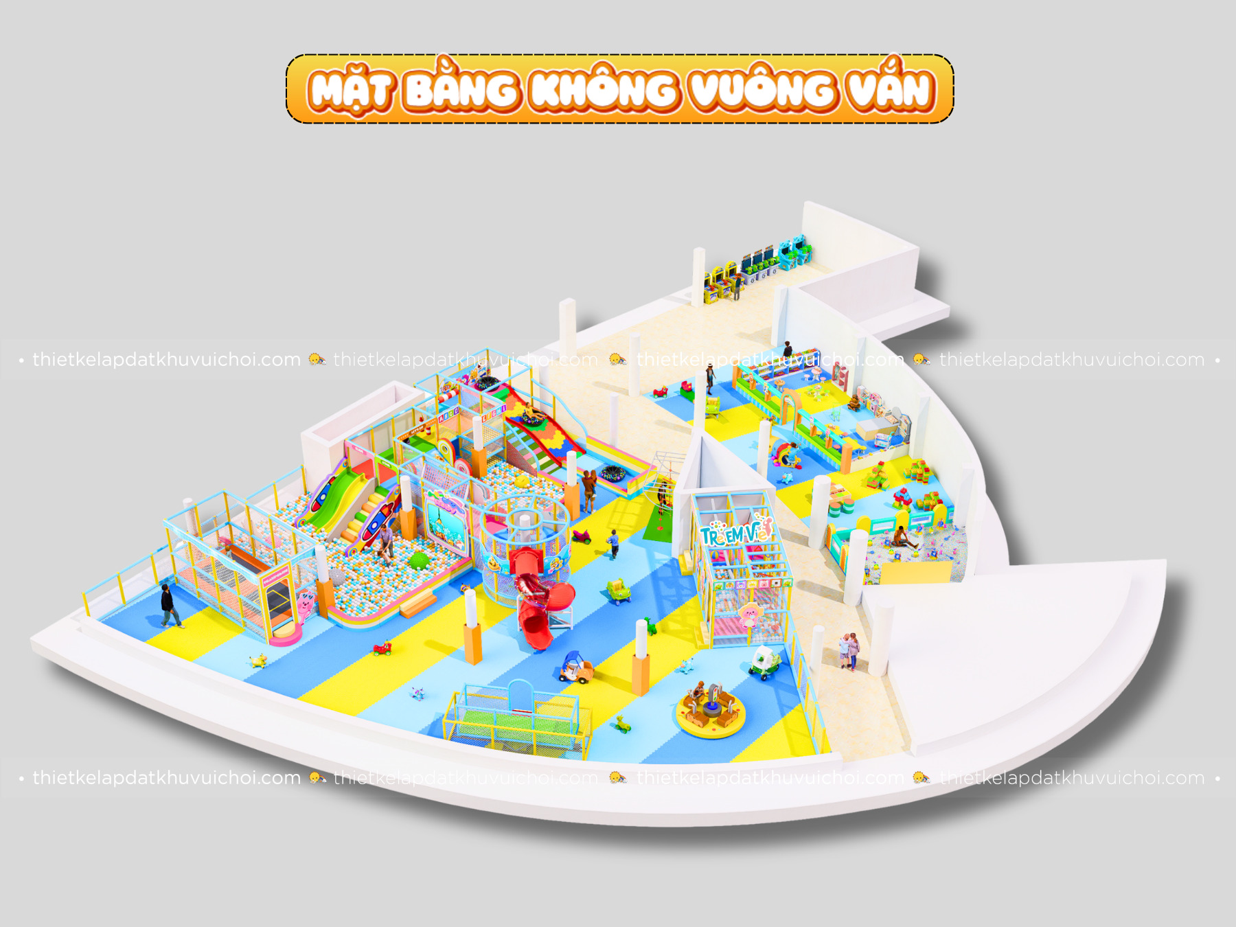 Mặt bằng không vuông vắn làm khu vui chơi trẻ em