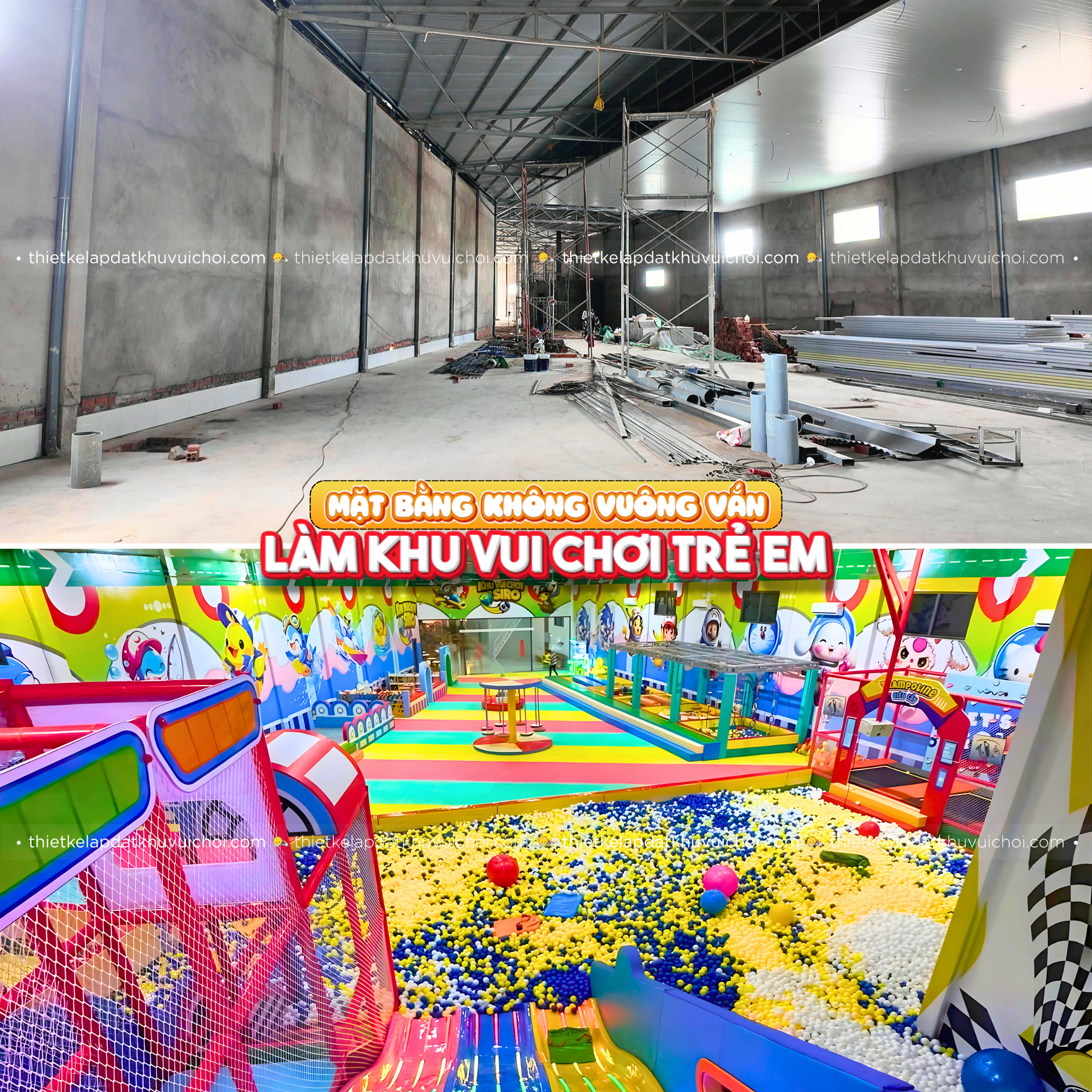 Mặt bằng không vuông vắn làm khu vui chơi trẻ em